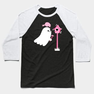 Ghost and Birdhouse Baseball T-Shirt